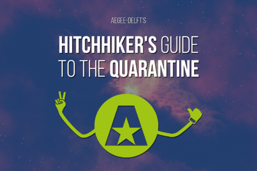 Hitchhiker's Guide to the Quarantine visual with a green alien floating in space